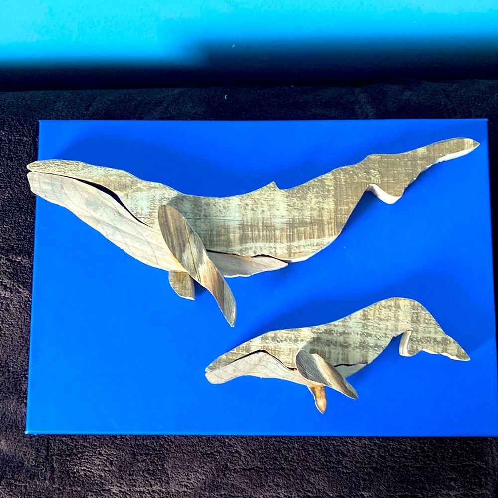 🐋Custom Wooden Whale and Calf🐋